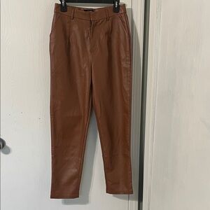 JLUXLABEL Like New Women’s Faux Leather Vegan High Rise Caramel Pants Sz Medium